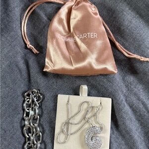 Silver “G” Bubble Necklace with Silver Link Bracelet